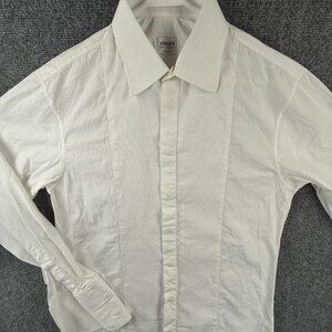 Armani Collezioni Italy White Button Up Hidden Buttons Cotton 15.5 Large Men